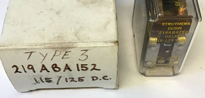 STRUTHERS DUNN 219ABA152 RELAY 115-125VDC 0