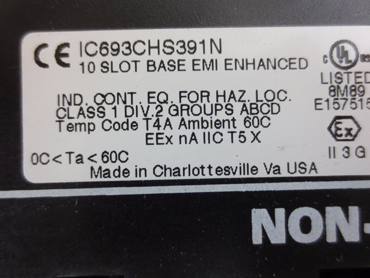 GE FANUC IC693CHS391N 10-SLOT BASE - EMI ENHANCED - CPU, POWER SUPPLY SLOTS1