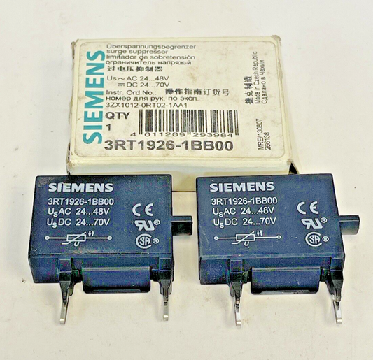 SIEMENS *LOT OF 2* - 3RT1926-1BB00 - VARISTOR SURGE SUPPRESSOR - 24-48 VAC0