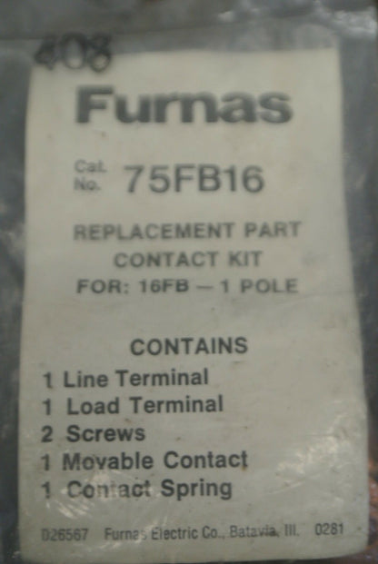 FURNAS 75FB16 / CONTACT KIT / for 16FB 1 POLE / NEW SURPLUS6