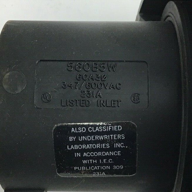 HUBBELL 560B5W WATERTIGHT INLET PIN&SLEEVE 4POLE 5 WIRE 60A 347/600VAC 5