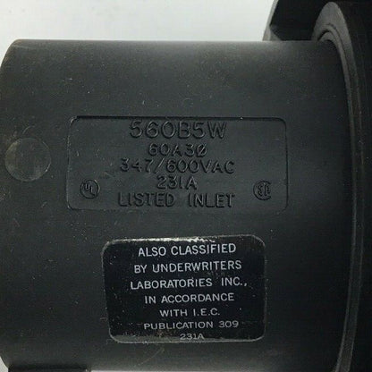 HUBBELL 560B5W WATERTIGHT INLET PIN&SLEEVE 4POLE 5 WIRE 60A 347/600VAC 5