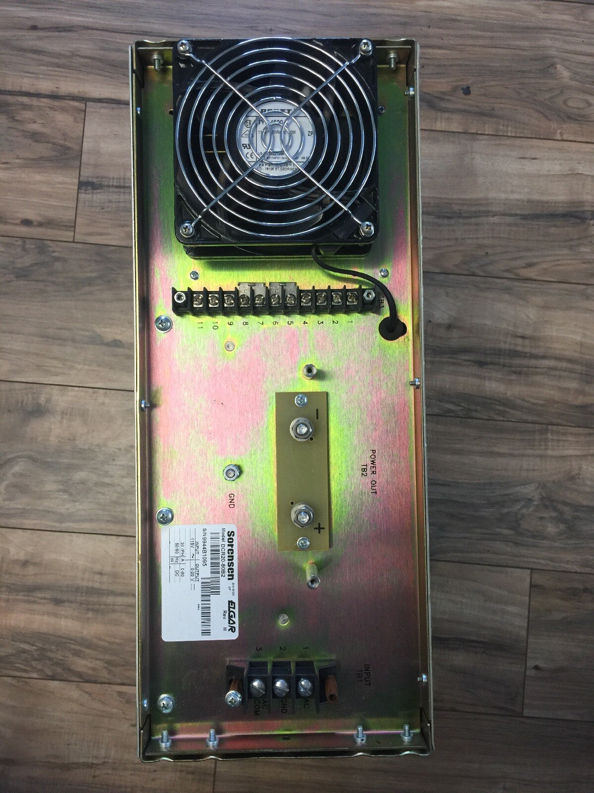 SORENSEN DCR 20-80B2 POWER SUPPLY INPUT 115VAC 30A/PH 50/60HZ OUTPUT 0-20VDC 7