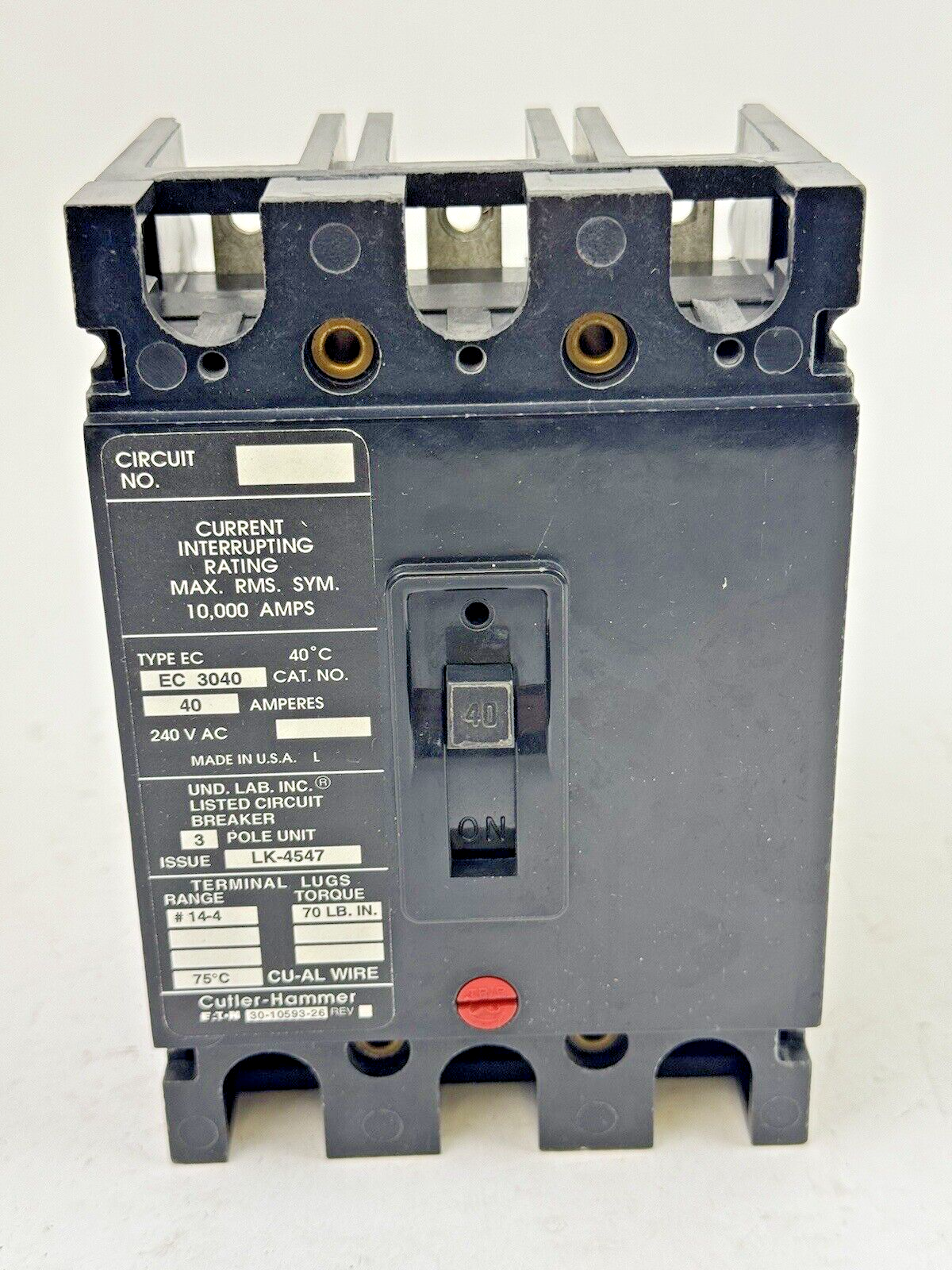 CUTLER-HAMMER / EATON - EC3040 - CIRCUIT BREAKER - 40A/ 240 VAC/ 3 POLE1