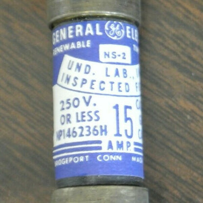 BOX of 10 / GENERAL ELECTRIC GF1A15 RENEWABLE FUSE / 15A / 250V / NEW SURPLUS3