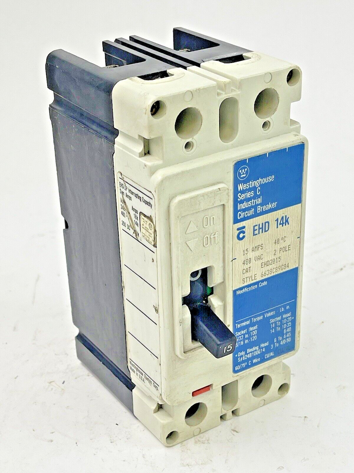 CUTLER HAMMER - WESTINGHOUSE - EHD2015 -  CIRCUIT BREAKER - 15A/2 POLE/480 VAC0