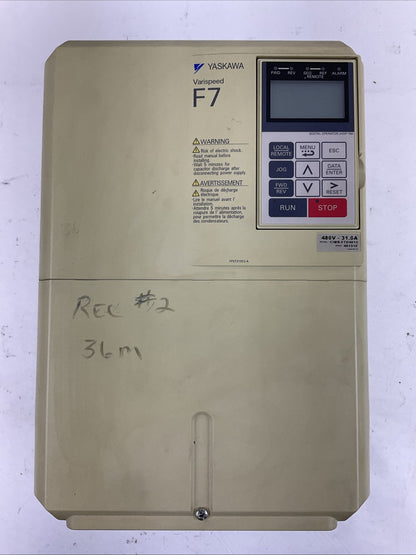 YASKAWA CIMR-F7U4015 AC DRIVE 480V 31.0A VARISPEED F70