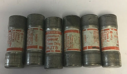 GOULD AJT8 FUSE 8A AMP-TRAP TIME DELAY 600VAC CLASS J****LOTF6****0