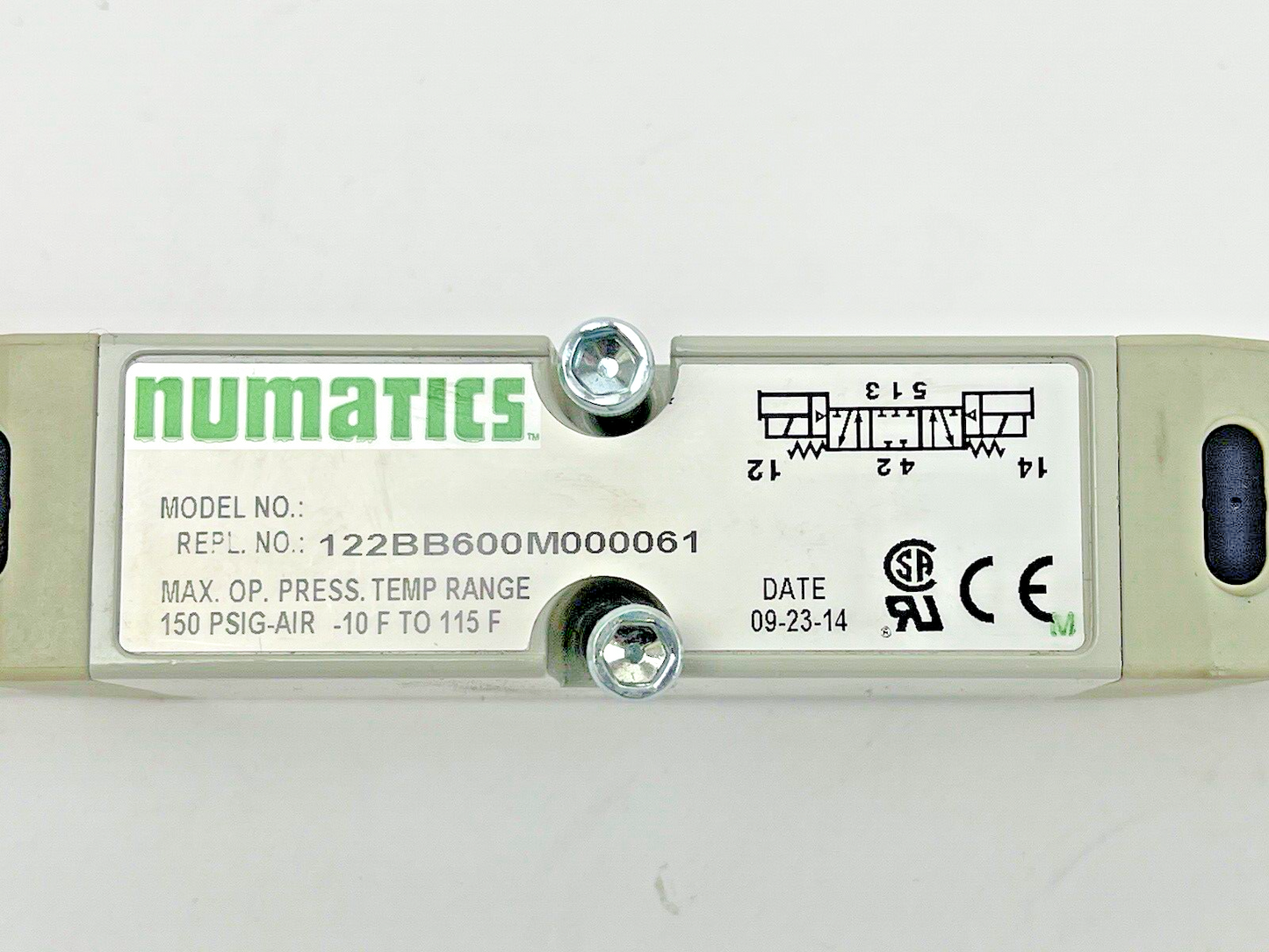 NUMATICS - 122BB600M000061 - PNEUMATIC DOUBLE SOLENOID PILOT VALVE - 2012 SERIES1