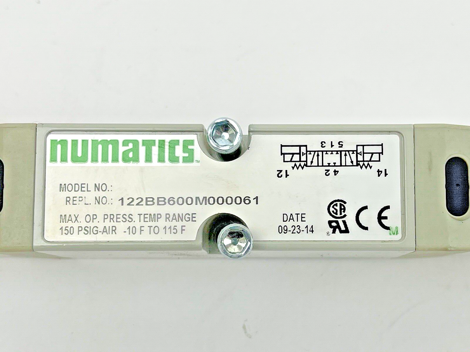 NUMATICS - 122BB600M000061 - PNEUMATIC DOUBLE SOLENOID PILOT VALVE - 2012 SERIES1