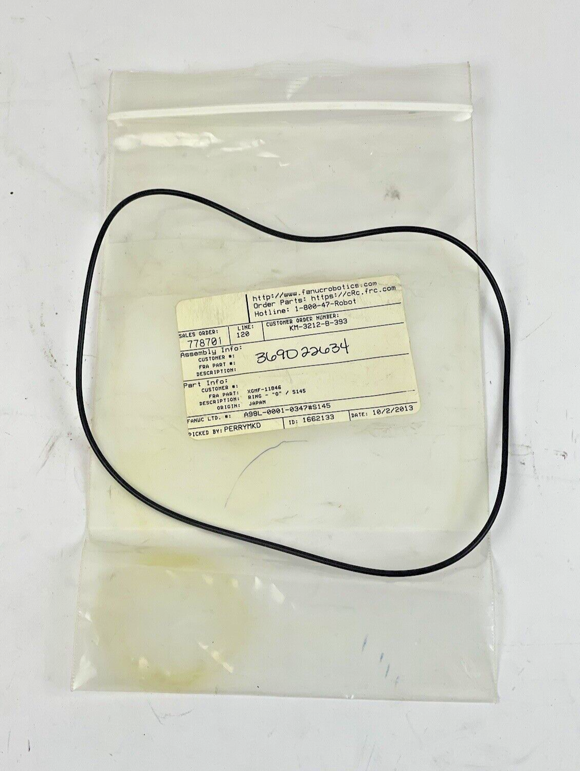 FANUC - XGMF-11846 - O-RING REPLACEMENT, BLK - O-RING S1454