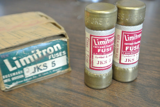 LOT of 2 / BUSSMANN JKS5 CLASS J CURRENT-LIMITING FUSE / 5A / 600V / NEW SURPLUS0