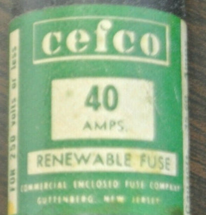 BOX of 10 CEFCO REN40 RENEWABLE FUSE / 40A / 250V / NEW SURPLUS  CAPACITY 35-60A2