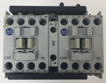 ALLEN BRADLEY 100-C09Z*10 REVERSING CONTACTOR 600VAC 25A COIL 24VDC0