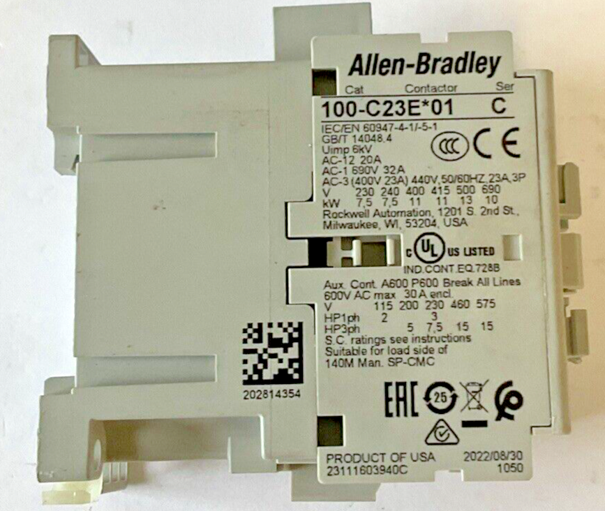 ALLEN BRADLEY 100-C23E*01 CONTACTOR SER.C 24VDC3