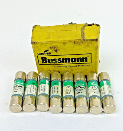 BUSSMANN **BOX OF 8** - FNM-3 - FUSETRON FUSES - 100 A, 250 VAC, 10kA, 125 VAC4