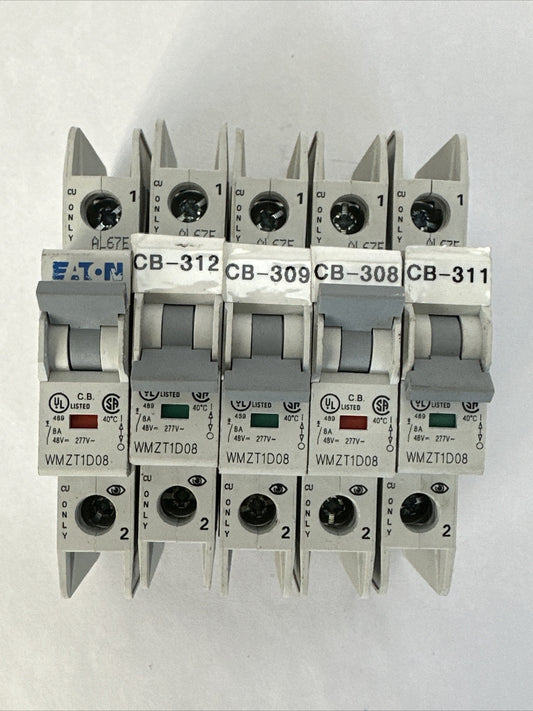 EATON WMZT1D08 CIRCUIT BREAKER 8A 277VAC 1POLE (LOT OF 5)0