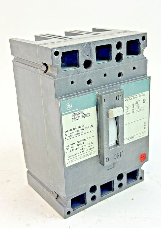 GE - TED134030 - INDUSTRIAL CIRCUIT BREAKER - 3 POLE/480 VAC/30A0