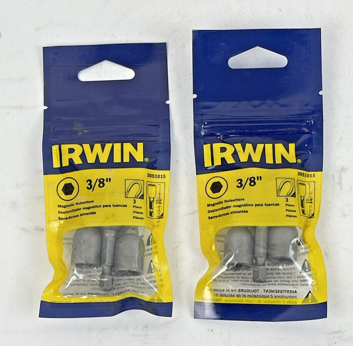 IRWIN SPEEDBOR - 3051015 *LOT OF 2 PACK (6 TOTAL)* - 3/8" MAGNETIC NUTSETTERS0