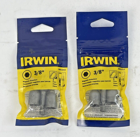 IRWIN SPEEDBOR - 3051015 *LOT OF 2 PACK (6 TOTAL)* - 3/8" MAGNETIC NUTSETTERS0