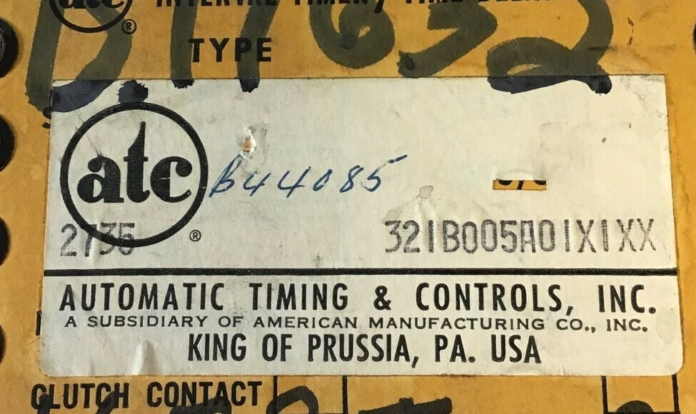 ATC 321B-005-A-01X1XX TIME DELAY RELAY 115VOLTS 60CYC1