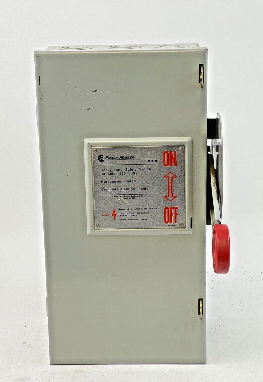 EATON - POWER MASTER - H321SNK - SAFETY SWITCH - 30 A, 120/240 VAC, TYPE 11