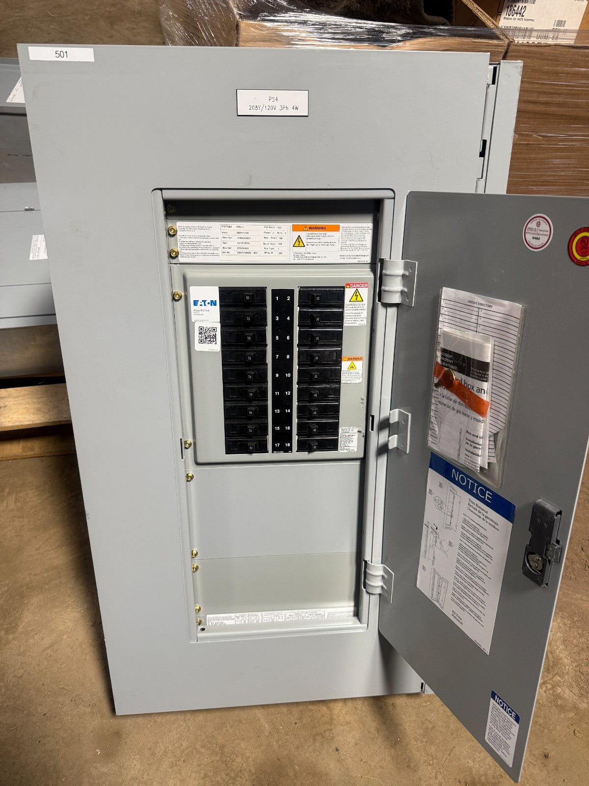 EATON PRL1a 100AMP 208Y/120V 3PH PANELBOARD W/ 20A (18)CIRCUIT BREAKERS0