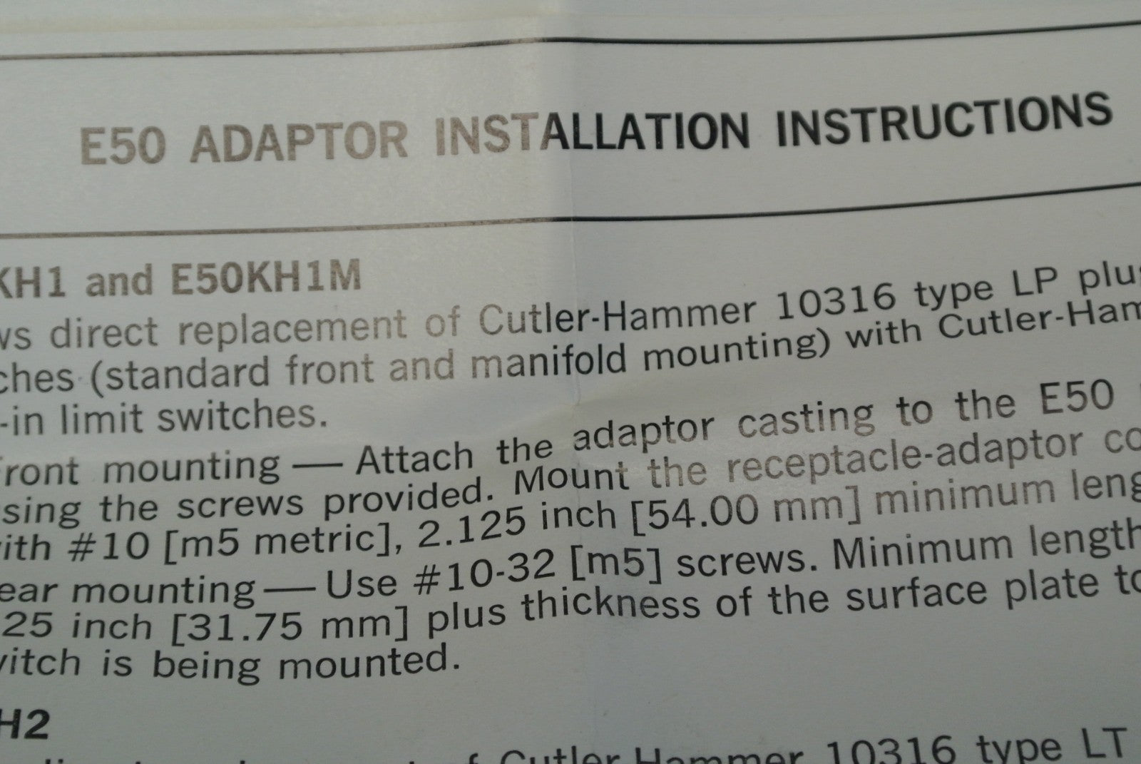 C-H E50KH1 LIMIT SWITCH MOUNTING ADAPTER KIT / NEW SURPLUS6