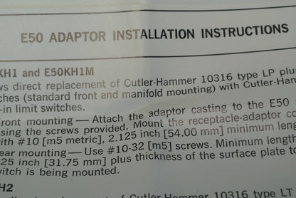 C-H E50KH1 LIMIT SWITCH MOUNTING ADAPTER KIT / NEW SURPLUS6