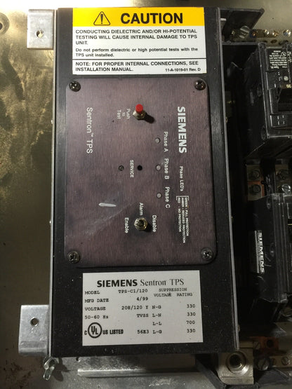 SIEMENS S1C42QJ150ATS CIRCUIT BREAKER PANELBOARD 280Y/120V QJ23B150 MAIN BREAKER7