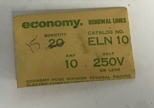ECONOMY ELN10 FUSE RENEWAL LINKS CLASS H 250VOLTS ****LOT OF 215****5