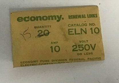 ECONOMY ELN10 FUSE RENEWAL LINKS CLASS H 250VOLTS ****LOT OF 215****5