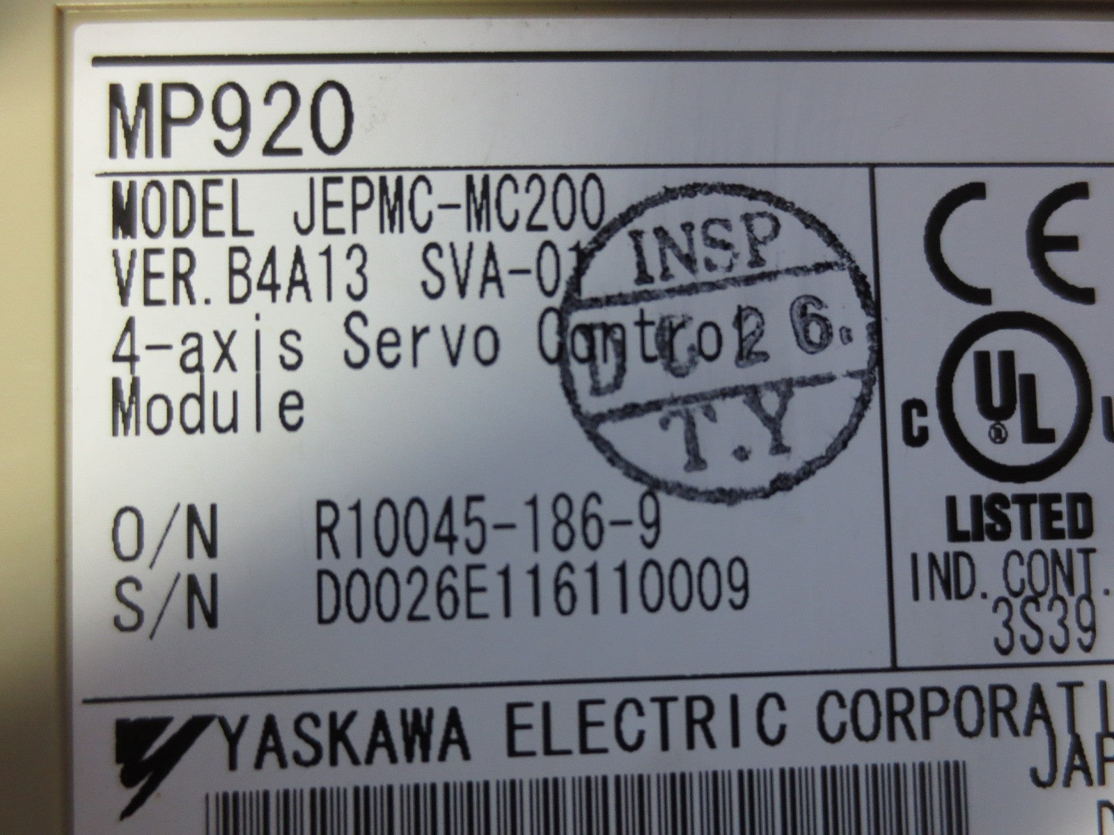 YASKAWA MP920 SVA-01 / JEPMC-MC200 MOTION MODULE for MP920 MACHINE CONTROLLER1