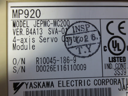 YASKAWA MP920 SVA-01 / JEPMC-MC200 MOTION MODULE for MP920 MACHINE CONTROLLER1
