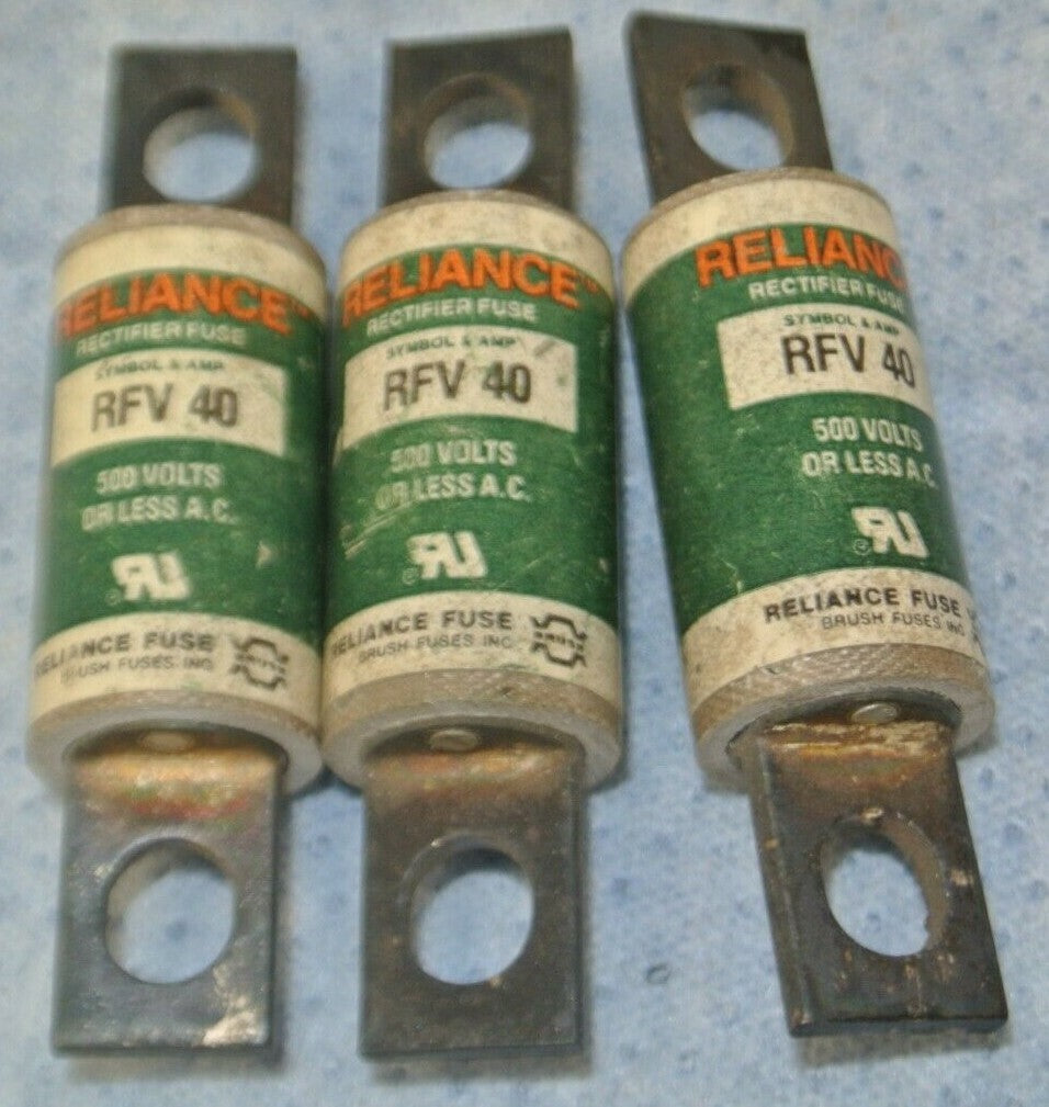 LOT of 3 / RELIANCE RFV40 SEMICONDUCTOR FUSES / 40A / 500V / NEW SURPLUS0