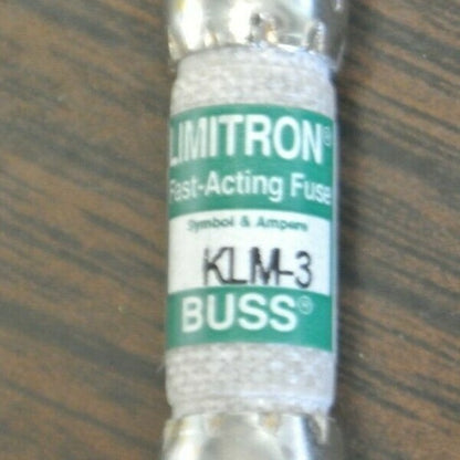BOX of 10 / BUSS KLM-3 FAST-ACTING MIDGET FUSE / 3A / 500V / NEW SURPLUS / KLM34