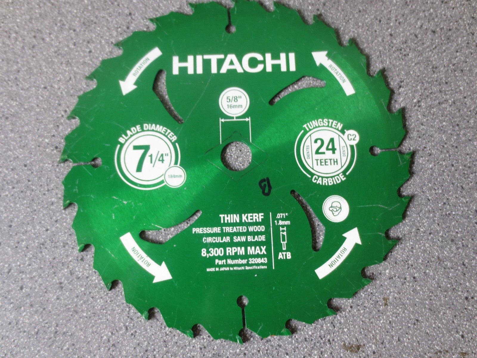 HITACHI 320843 CIRC. SAW BLADE 7-1/HIN KERF ATB - NEW SURPLUS4" 24T CARBIDE C22
