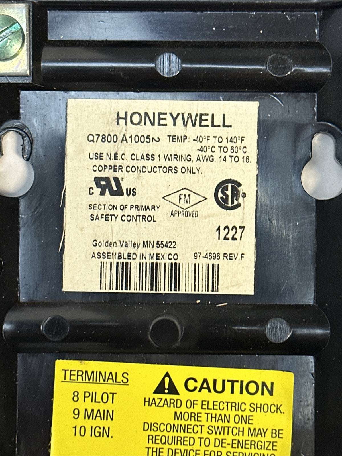 HONEYWELL S7800A1001 BURNE CONTROL REV 2018 R7849A1023 ULTRAVIOLET FLAME AMP7