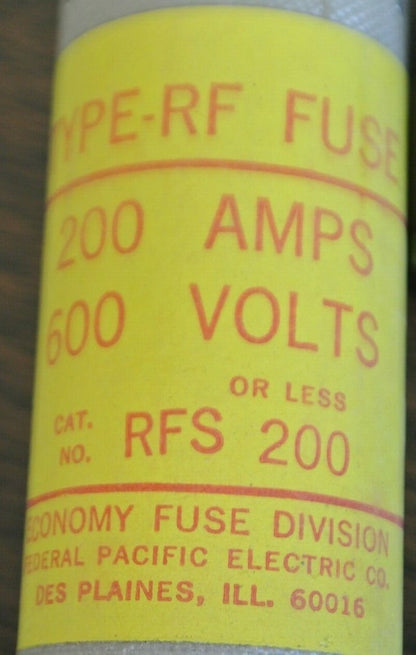 ECONOMY / FPE RFS200 TYPE RF FUSE / 200A / 600V / NEW SURPLUS1