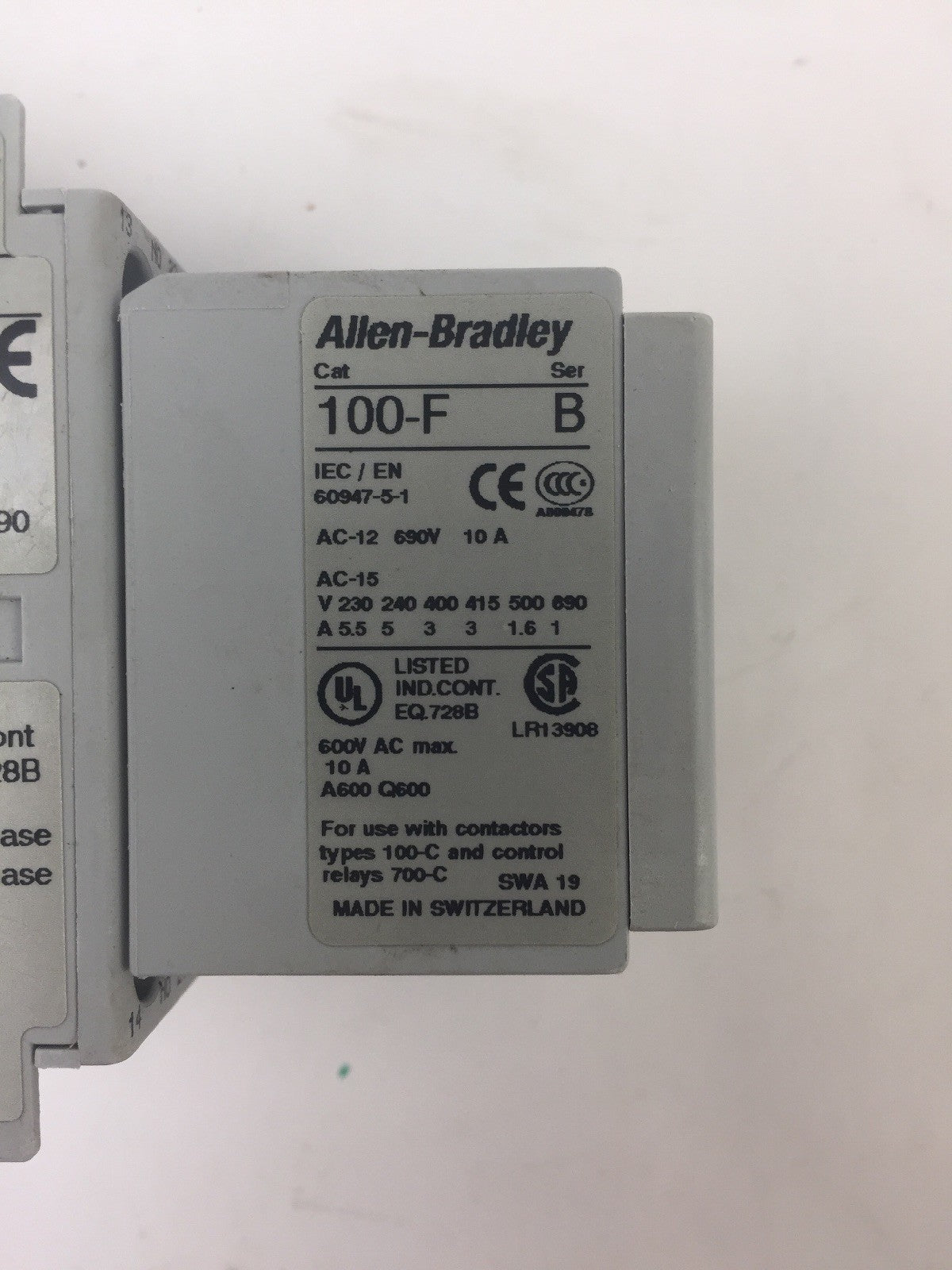ALLEN BRADLEY 700-CF400D* CONTACTOR  600VAC 25A COIL 24VDC 100-F 100-FSD2502
