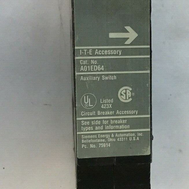 ITE A01ED64 AUXILIARY SWITCH 480V 15A 50HZ 1