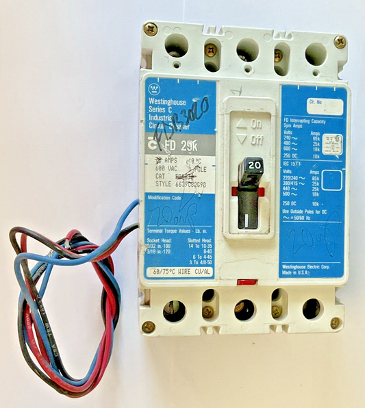 WESTINGHOUSE FDB3020  CIRCUIT BREAKER 3POLE FD 25K SER.C0