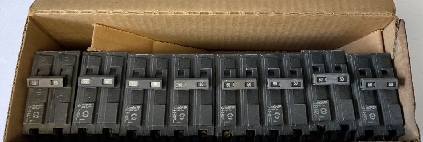 MURRAY MQ250 CIRCUIT BREAKER 50A 2POLE 120/240VAC TYPE MSQ ***LOTOF8***1