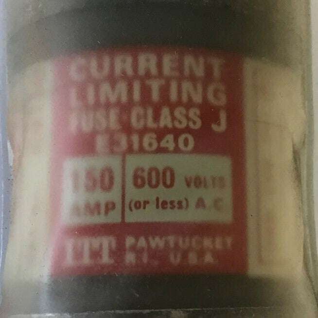 ITT C9150 FUSE CURRENT LIMITING CLASS J 150A 600VAC3