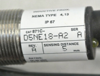 ALLEN-BRADLEY 871C-D5NE18-A2 CYLIND. INDUCTIVE PROXIMITY SWITCH / 10-30VDC 18mm1