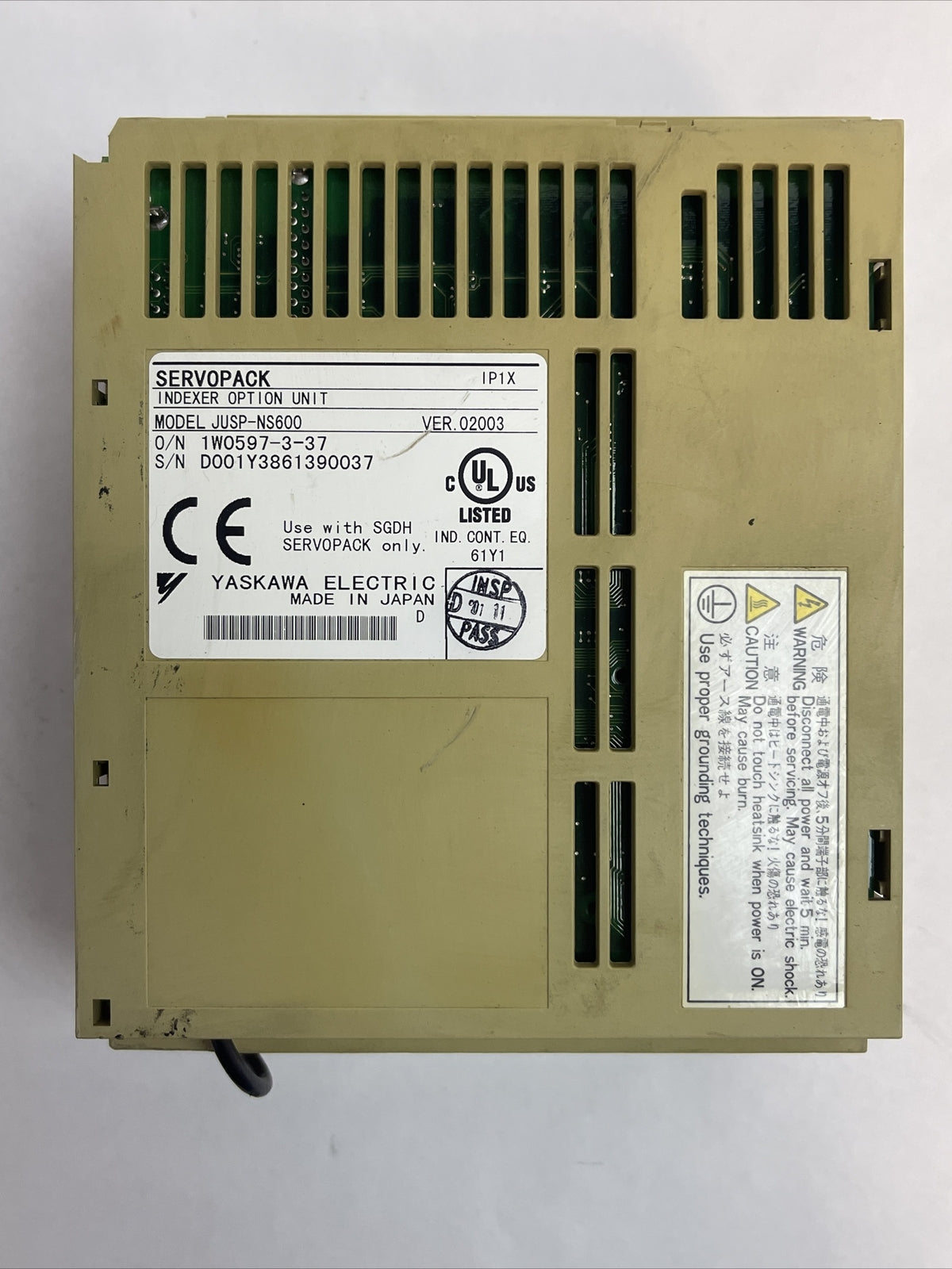 YASKAWA SGDH-01AE SERVOPACK OUTPUT 0-230VAC 3PH 0.91A INPUT 200-230VAC 2A 1PH7