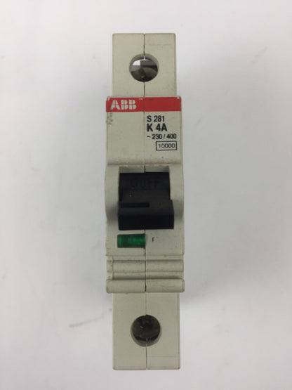 ABB S 281 K 4 A CIRCUIT BREAKER 1 POLE E76126 277/480 VAC0