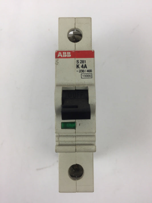 ABB S 281 K 4 A CIRCUIT BREAKER 1 POLE E76126 277/480 VAC0
