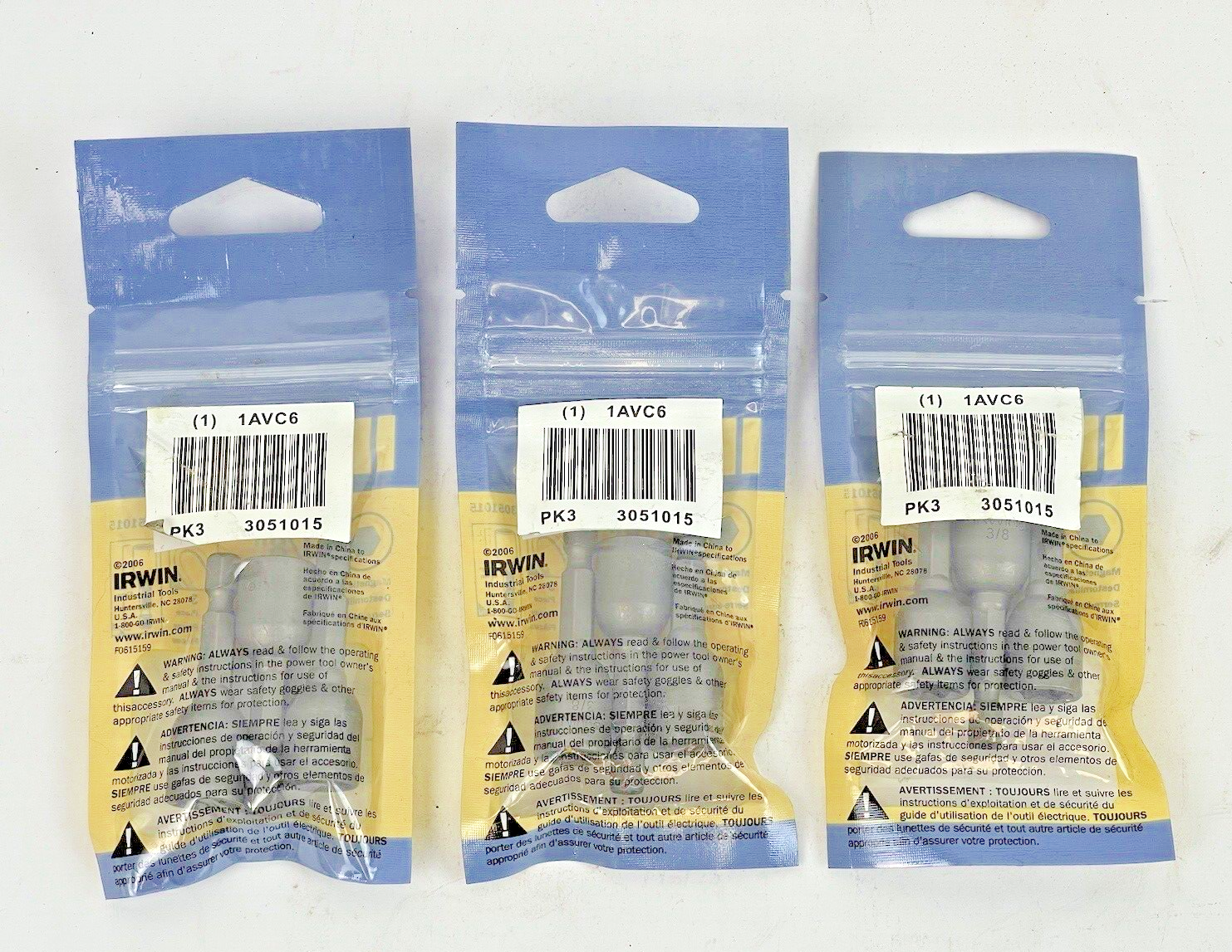 IRWIN SPEEDBOR - 3051015 *LOT OF 3 PACK (9 TOTAL)* - 3/8" MAGNETIC NUTSETTERS1