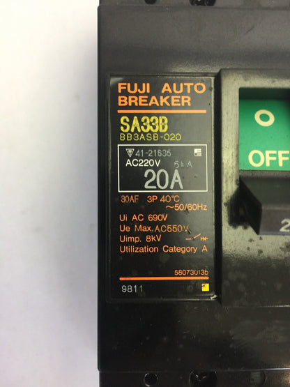 FUJI SA33B AUTO BREAKER 30A 220VAC 3 POLE1